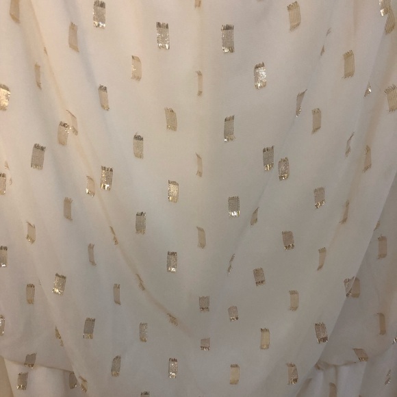 WHBM White Grecian Dress w/ gold detail. Size XL - Picture 3 of 4